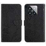 For Xiaomi 14 Pro Skin Feel Butterfly Embossed Flip Leather Phone Case(Black)