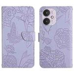 For Xiaomi Redmi 13C 5G Skin Feel Butterfly Embossed Flip Leather Phone Case(Purple)