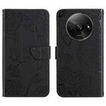 For Xiaomi Redmi A3 Skin Feel Butterfly Embossed Flip Leather Phone Case(Black)