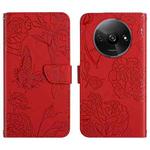 For Xiaomi Redmi A3 Skin Feel Butterfly Embossed Flip Leather Phone Case(Red)