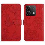 For Xiaomi Redmi Note 13 Pro 4G Global Skin Feel Butterfly Embossed Flip Leather Phone Case(Red)