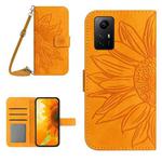 For Xiaomi Redmi Note 12S Skin Feel Sun Flower Embossed Flip Leather Phone Case with Lanyard(Yellow)