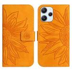 For Xiaomi Redmi 12 4G Global Skin Feel Sun Flower Embossed Flip Leather Phone Case with Lanyard(Yellow)