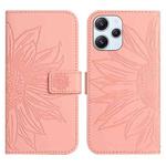 For Xiaomi Redmi 12 4G Global Skin Feel Sun Flower Embossed Flip Leather Phone Case with Lanyard(Pink)