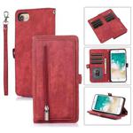 For iPhone 8 / 7 / SE 2020 2022 Zipper Card Slot Buckle Wallet Leather Phone Case(Red)