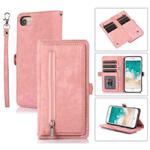 For iPhone 8 / 7 / SE 2020 2022 Zipper Card Slot Buckle Wallet Leather Phone Case(Pink)