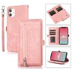 For iPhone 11 Zipper Card Slot Buckle Wallet Leather Phone Case(Pink)