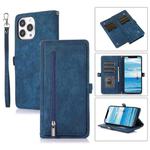 For iPhone 13 Pro Max Zipper Card Slot Buckle Wallet Leather Phone Case(Blue)