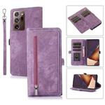 For Samsung Galaxy Note20 Ultra Zipper Card Slot Buckle Wallet Leather Phone Case(Purple)