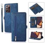 For Samsung Galaxy Note20 Ultra Zipper Card Slot Buckle Wallet Leather Phone Case(Blue)