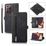 For Samsung Galaxy Note20 Ultra Zipper Card Slot Buckle Wallet Leather Phone Case(Black)