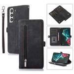 For Samsung Galaxy S21+ Zipper Card Slot Buckle Wallet Leather Phone Case(Black)