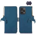For Xiaomi Redmi Note 12 Turbo / POCO F5 Genuine Leather Magnetic RFID Leather Phone Case(Blue)