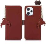 For Xiaomi Redmi 12 Genuine Leather Magnetic RFID Leather Phone Case(Coffee)