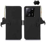 For Xiaomi 13T / Redmi K60 Ultra Genuine Leather Magnetic RFID Leather Phone Case(Black)