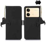 For Xiaomi Redmi Note 13R Pro Genuine Leather Magnetic RFID Leather Phone Case(Black)