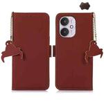 For Xiaomi Redmi 13C 4G / 13C 5G / POCO C65 Genuine Leather Magnetic RFID Leather Phone Case(Coffee)