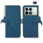 For Xiaomi Redmi K70E / Poco X6 Pro Genuine Leather Magnetic RFID Leather Phone Case(Blue)