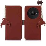 For Xiaomi Redmi A3 Genuine Leather Magnetic RFID Leather Phone Case(Coffee)