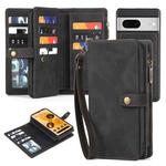 For Google Pixel 7 Zipper Wallet Detachable MagSafe Leather Phone Case(Black)