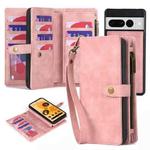 For Google Pixel 7 Pro Zipper Wallet Detachable MagSafe Leather Phone Case(Pink)