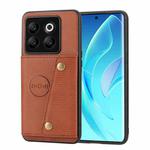 For OnePlus 10T / ACE Pro Double Buckle Magnetic PU+TPU Phone Case(Brown)