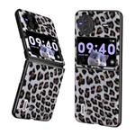 For vivo X Flip ABEEL Black Edge Leopard Phone Case(Silver Leopard)