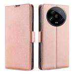 For Xiaomi 14 Ultra 5G Ultra-thin Voltage Side Buckle Horizontal Flip Leather Phone Case(Rose Gold)