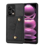 For Xiaomi Poco X5 / Redmi Note 12 5G Global Double Buckle Magnetic PU+TPU Phone Case(Black)