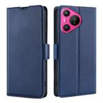 For Huawei Pura 70 Ultra-thin Voltage Side Buckle Horizontal Flip Leather Phone Case(Blue)