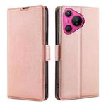 For Huawei Pura 70 Ultra-thin Voltage Side Buckle Horizontal Flip Leather Phone Case(Rose Gold)