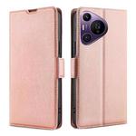 For Huawei Pura 70 Pro / Pro+ Ultra-thin Voltage Side Buckle Horizontal Flip Leather Phone Case(Rose Gold)