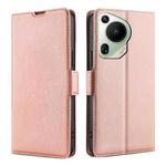 For Huawei Pura 70 Ultra Ultra-thin Voltage Side Buckle Horizontal Flip Leather Phone Case(Rose Gold)