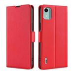 For Nokia C12 Ultra-thin Voltage Side Buckle Horizontal Flip Leather Phone Case(Red)