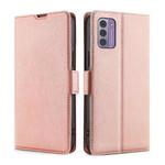 For Nokia G42 5G Ultra-thin Voltage Side Buckle Horizontal Flip Leather Phone Case(Rose Gold)