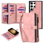 For Samsung Galaxy S23 Ultra 5G Zipper Wallet Detachable MagSafe Leather Phone Case(Pink)