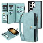 For Samsung Galaxy S23 Ultra 5G Zipper Wallet Detachable MagSafe Leather Phone Case(Blue)