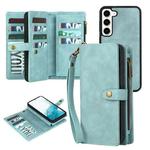 For Samsung Galaxy S21+ 5G Zipper Wallet Detachable MagSafe Leather Phone Case(Blue)