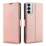 For Samsung Galaxy M15 5G Ultra-thin Voltage Side Buckle Horizontal Flip Leather Phone Case(Rose Gold)