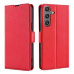 For Samsung Galaxy S24 5G Ultra-thin Voltage Side Buckle Horizontal Flip Leather Phone Case(Red)