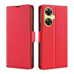 For OnePlus Nord CE 3 Lite 5G Ultra-thin Voltage Side Buckle Horizontal Flip Leather Phone Case(Red)