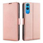 For OnePlus Nord CE 4 Lite 5G Ultra-thin Voltage Side Buckle Horizontal Flip Leather Phone Case(Rose Gold)