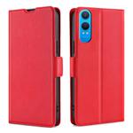For OnePlus Nord CE 4 Lite 5G Ultra-thin Voltage Side Buckle Horizontal Flip Leather Phone Case(Red)