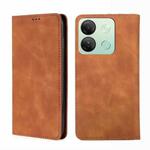 For Infinix Smart 7 HD Skin Feel Magnetic Leather Phone Case(Light Brown)