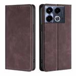 For Infinix Note 40 4G Skin Feel Magnetic Leather Phone Case(Dark Brown)