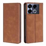 For Infinix Note 40 4G Skin Feel Magnetic Leather Phone Case(Light Brown)