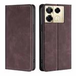 For Infinix Note 40 Pro 4G Skin Feel Magnetic Leather Phone Case(Dark Brown)