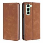 For Infinix Hot 50 5G Skin Feel Magnetic Leather Phone Case(Light Brown)