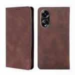 For OPPO A1 5G Skin Feel Magnetic Leather Phone Case(Dark Brown)