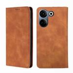 For Tecno Camon 20 Pro 4G Skin Feel Magnetic Leather Phone Case(Light Brown)